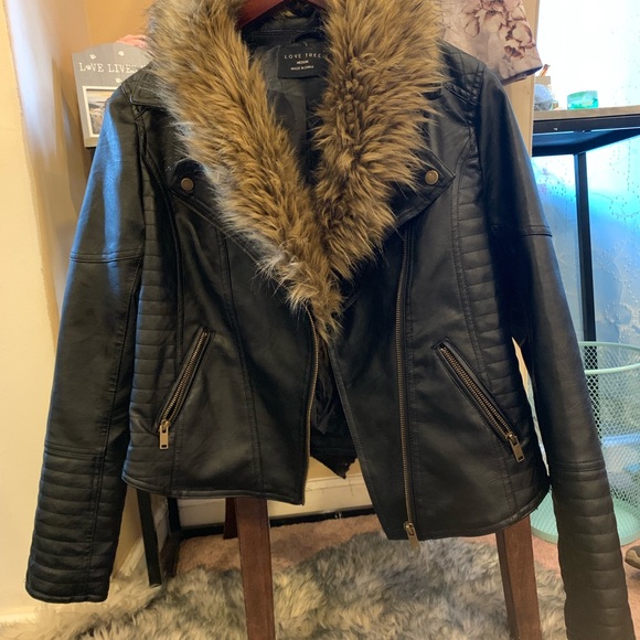 Black Faux leather fur jacket - Picture 2 of 2